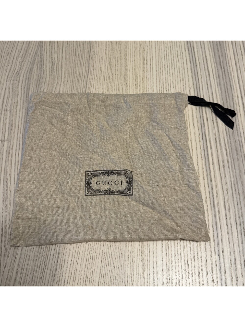 Authentic Gucci Logo Canvas Drawstring Dust Bag Beige Storage Pouch 9" x 10"